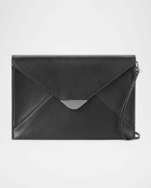 Marcella Envelope Flap Leather Clutch Bag
